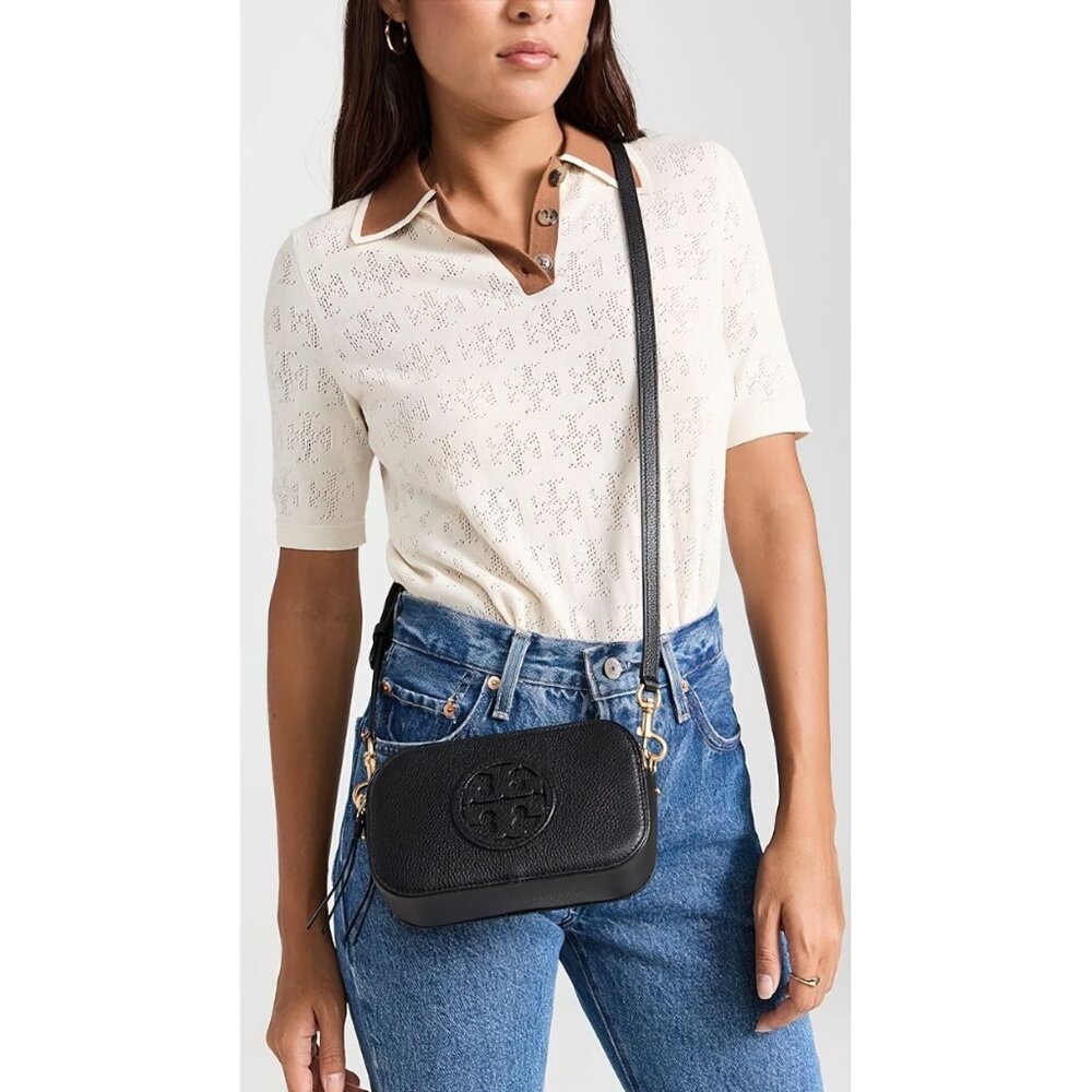 Tory Burch Black Crossbody Bag with Gold Accents